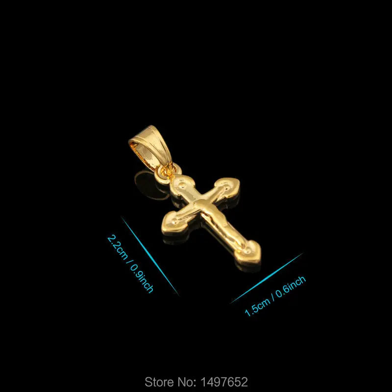 Fine Jewelry Jesus Cross Pendant Men Plated Gold Color Pendant Necklace Christmas Jewelry Women'S Catholic With 45Cm 60Cm Chain