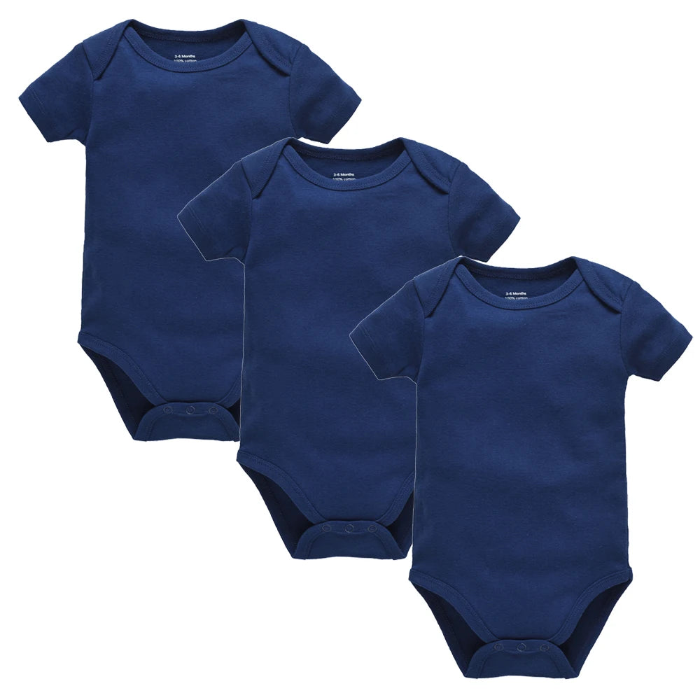 Kavkas Baby Unisex Short Sleeve Cotton Bodysuits - Solid White 0-24M