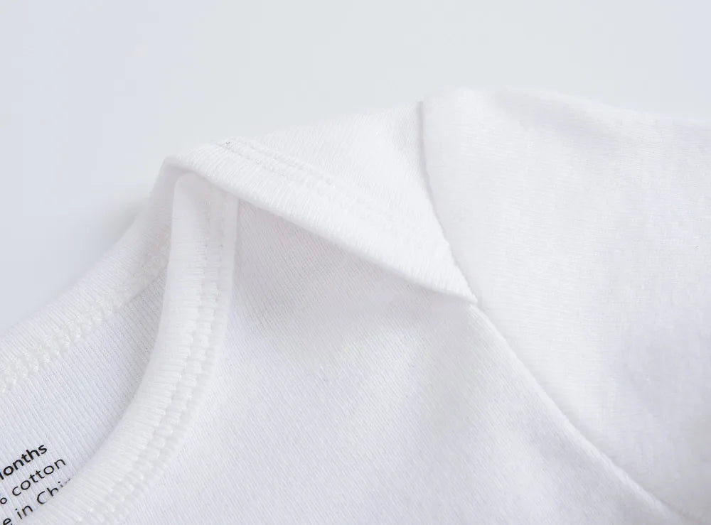 Kavkas Baby Unisex Short Sleeve Cotton Bodysuits - Solid White 0-24M