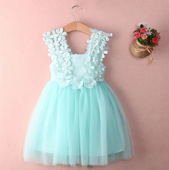 Baby Girls Lace Tulle Floral Ball Gown Party Dress