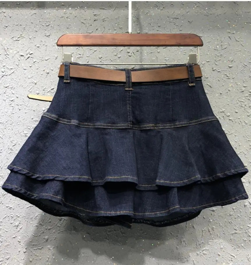 summer Cake Denim Skirt Women Skirts Fashion Elastic Women Denim Mini Skirts