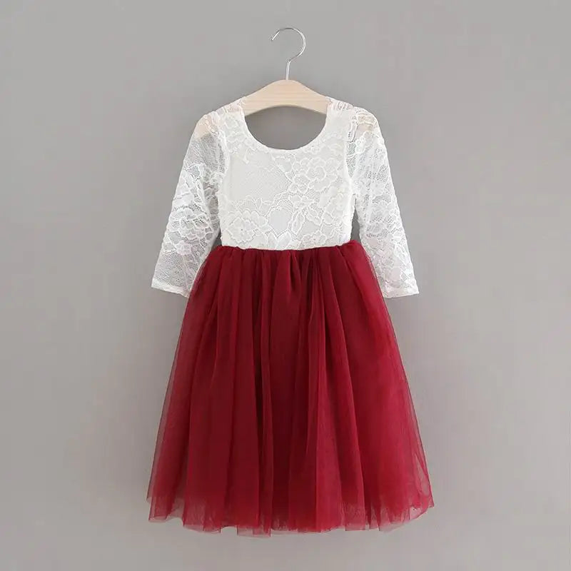 Summer Girl Dress Eyelashes Back Thin Lace Top Flat Skirt Tulle Gauze Princess Dress Children Clothing E15180