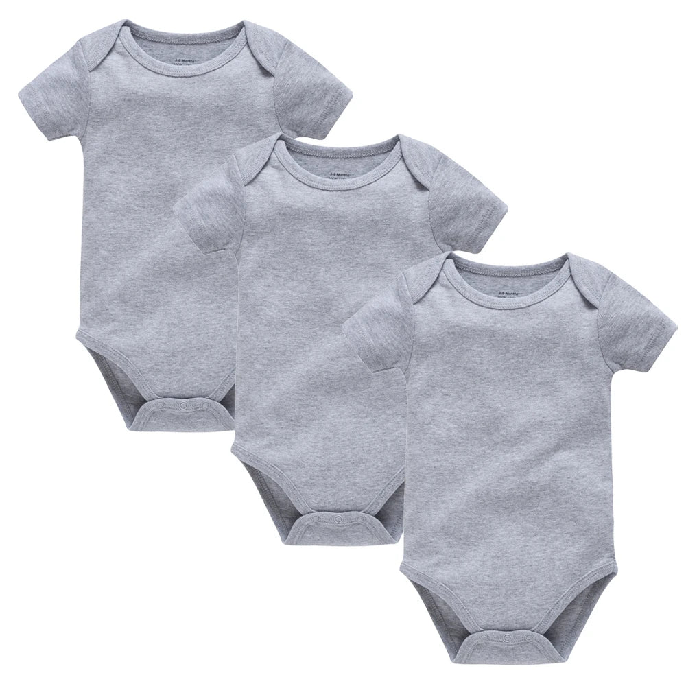 Kavkas Baby Unisex Short Sleeve Cotton Bodysuits - Solid White 0-24M