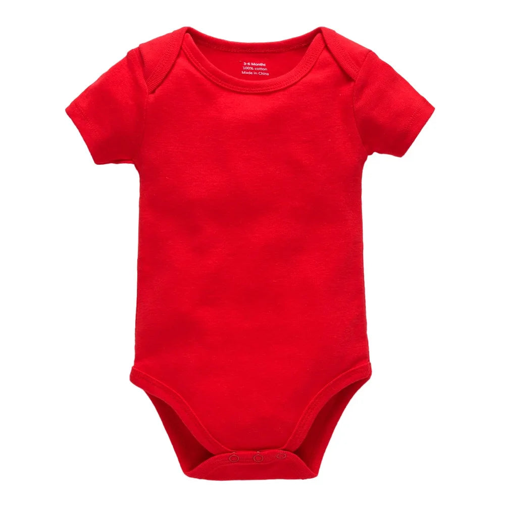 Kavkas Baby Unisex Short Sleeve Cotton Bodysuits - Solid White 0-24M