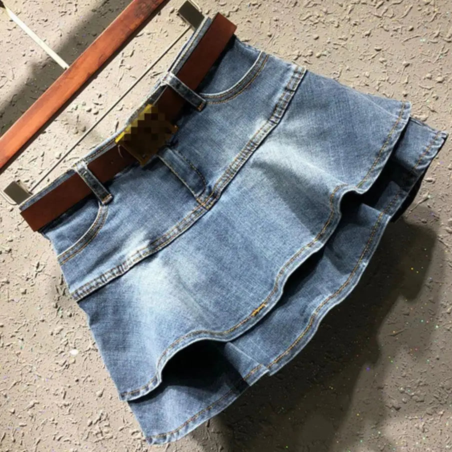 summer Cake Denim Skirt Women Skirts Fashion Elastic Women Denim Mini Skirts