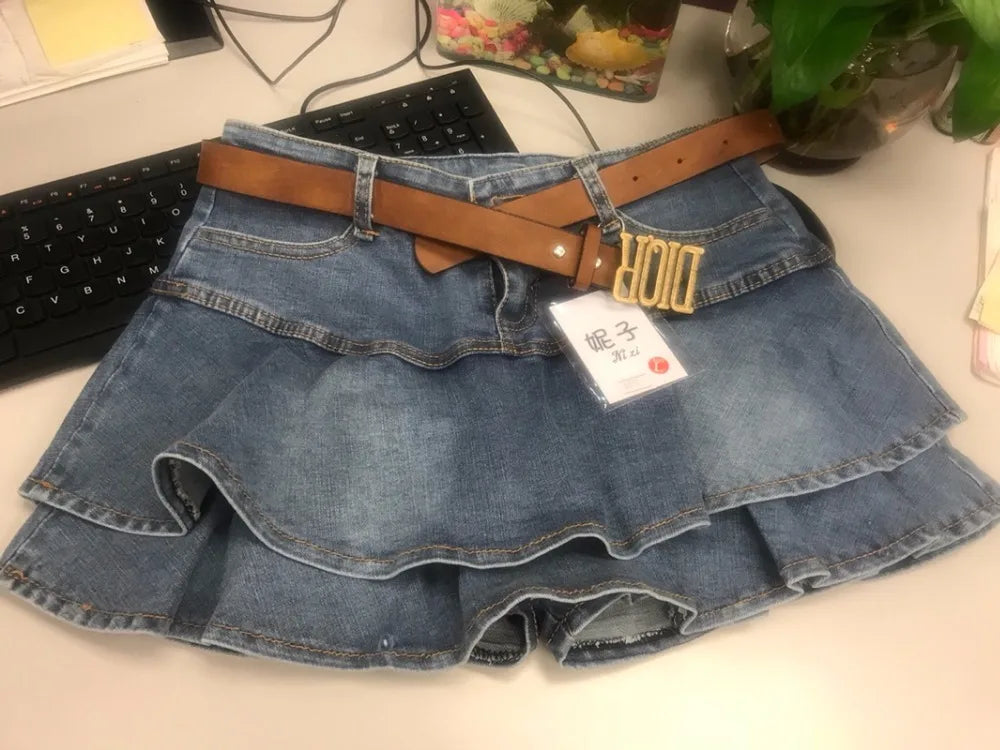 summer Cake Denim Skirt Women Skirts Fashion Elastic Women Denim Mini Skirts