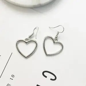 Pendientes Corazón Geométrico Hueco Tono Dorado Para Mujer Regalo Joyería Accesorio Moderno Elegante