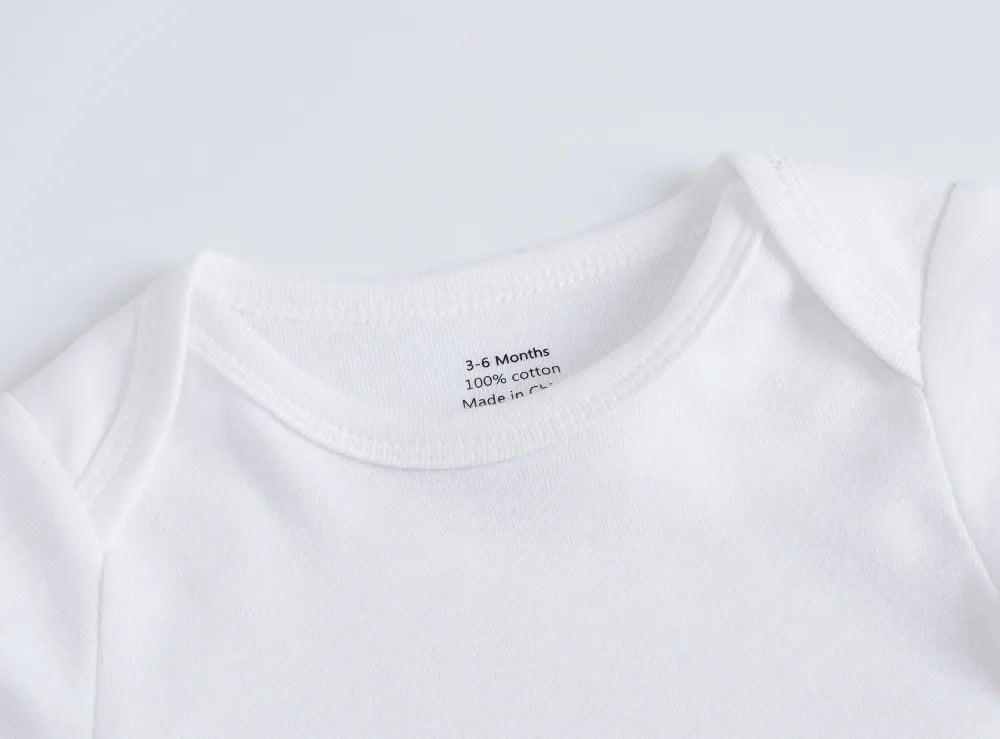 Kavkas Baby Unisex Short Sleeve Cotton Bodysuits - Solid White 0-24M