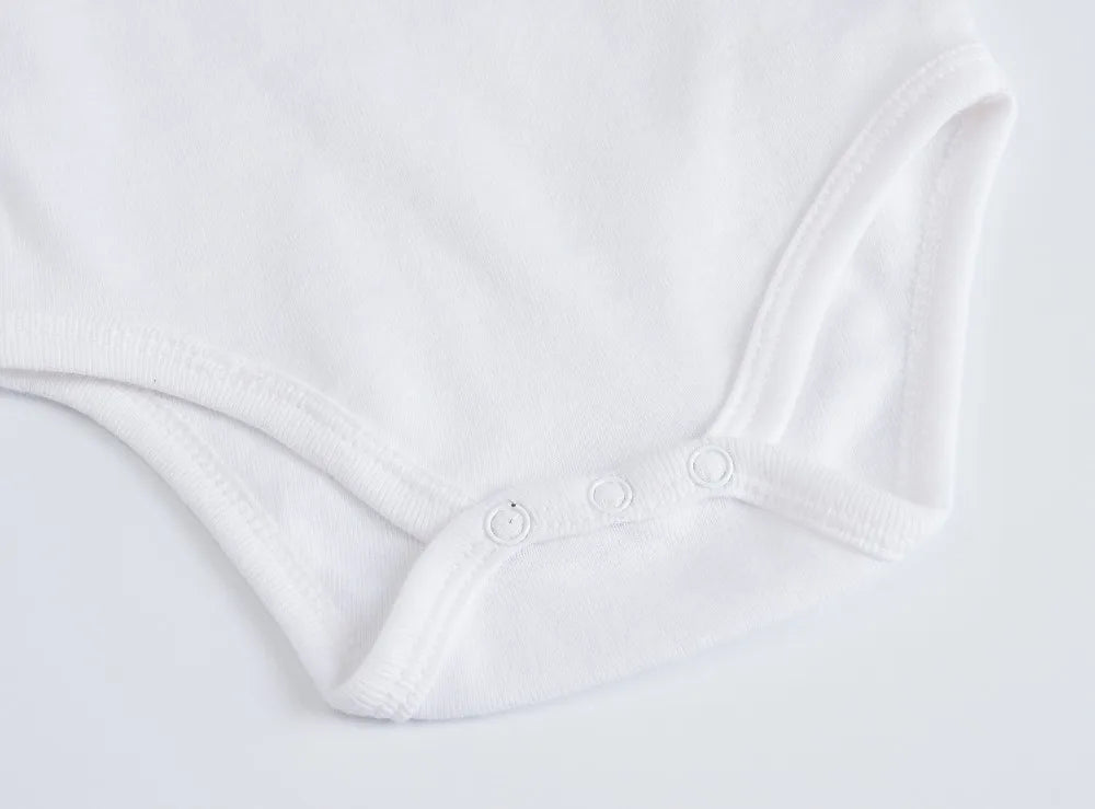 Kavkas Baby Unisex Short Sleeve Cotton Bodysuits - Solid White 0-24M