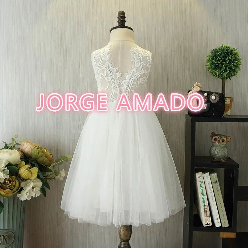 Summer Girl Dress Eyelashes Back Thin Lace Top Flat Skirt Tulle Gauze Princess Dress Children Clothing E15180