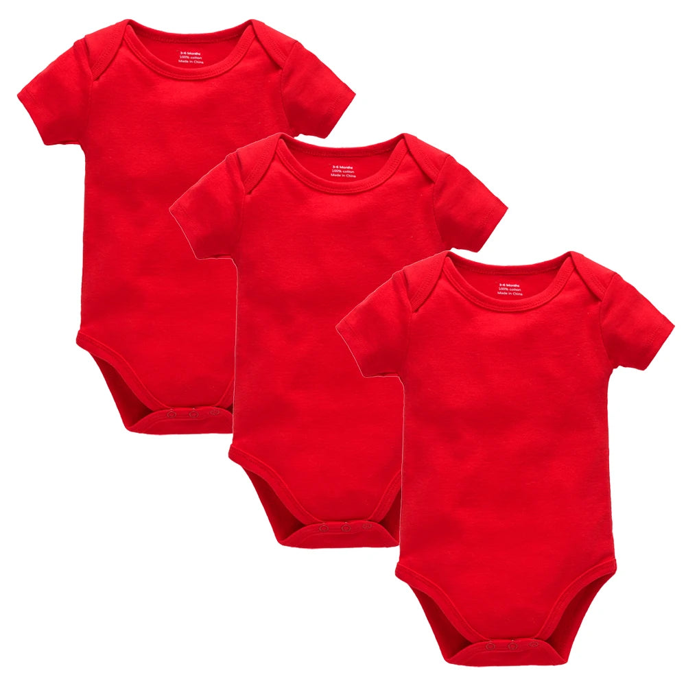 Kavkas Baby Unisex Short Sleeve Cotton Bodysuits - Solid White 0-24M