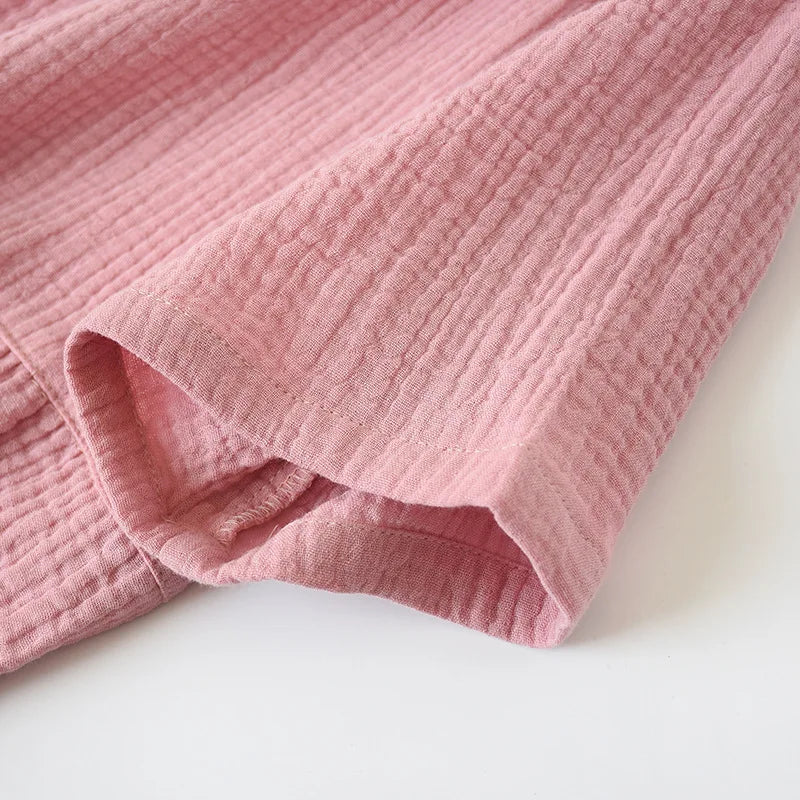 Gauze Cotton Pajama Dress Nightwear Woman Sleepwear Summer Solid Color Short Sleeve Sleeping Nightgowns Loose Night Dress