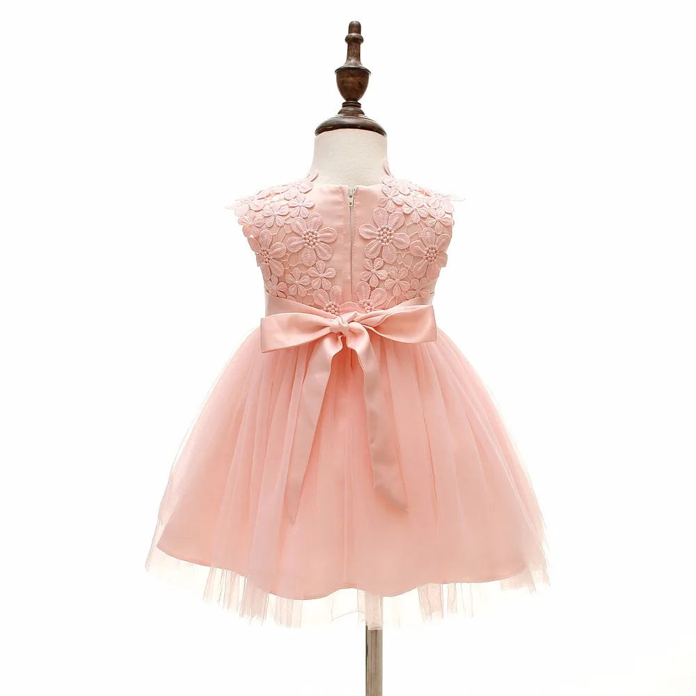 Hetiso Baby Girl's Hot Pink Lace Flower Dress Baptism Birthday Party Toddler Clothes 3-24M Vestido Infantil Menina 3-24M