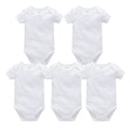 Kavkas Baby Unisex Short Sleeve Cotton Bodysuits - Solid White 0-24M