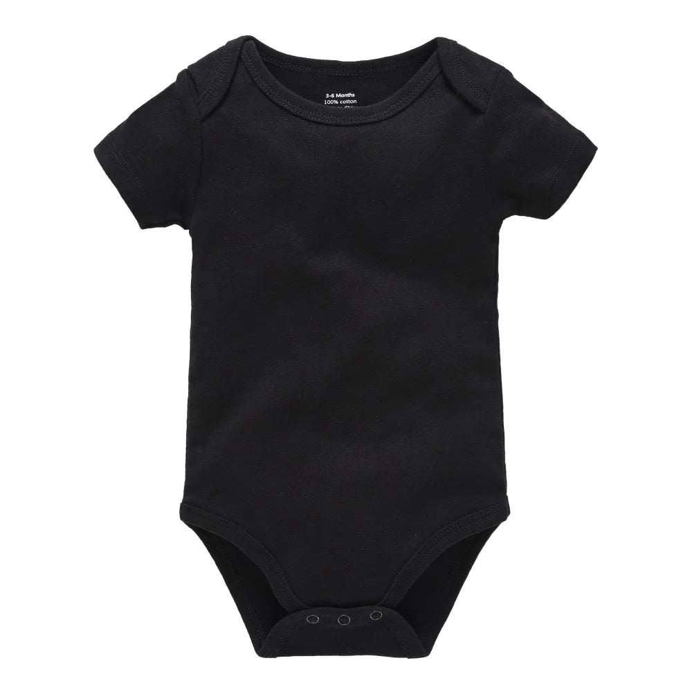 Kavkas Baby Unisex Short Sleeve Cotton Bodysuits - Solid White 0-24M