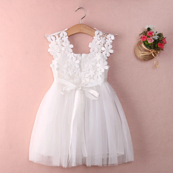 Baby Girls Lace Tulle Floral Ball Gown Party Dress