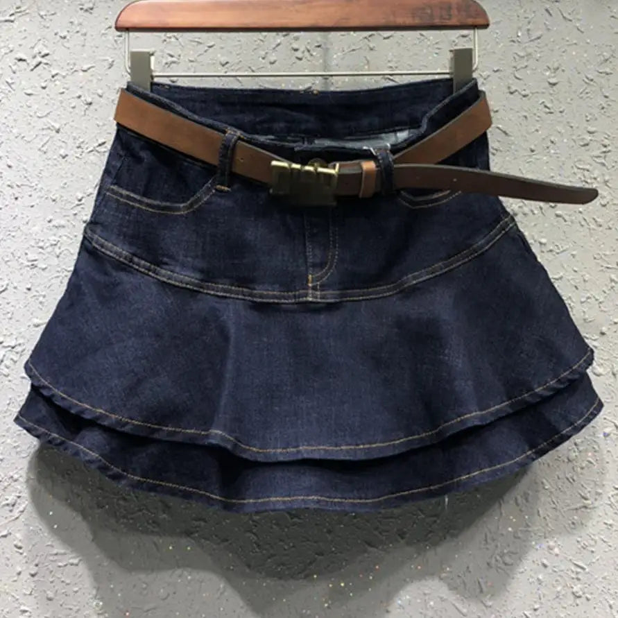 summer Cake Denim Skirt Women Skirts Fashion Elastic Women Denim Mini Skirts
