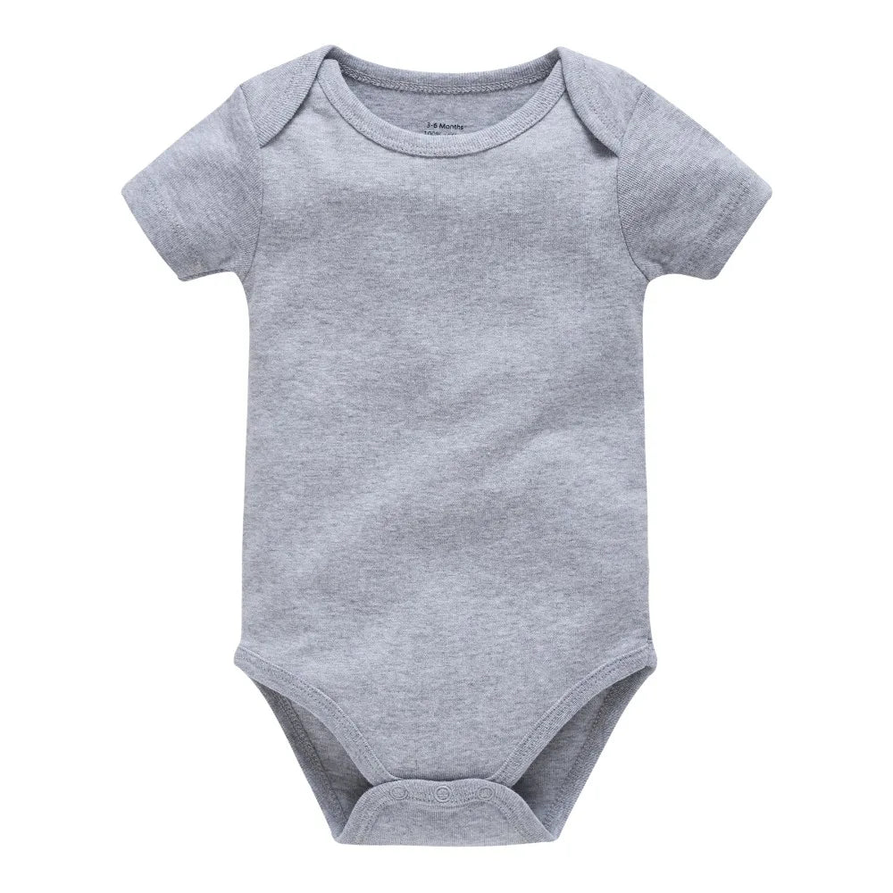 Kavkas Baby Unisex Short Sleeve Cotton Bodysuits - Solid White 0-24M
