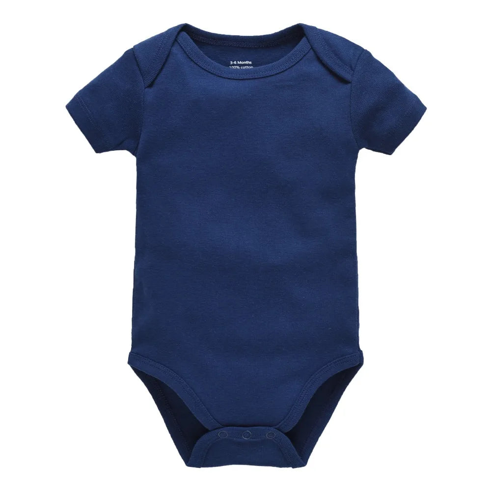Kavkas Baby Unisex Short Sleeve Cotton Bodysuits - Solid White 0-24M