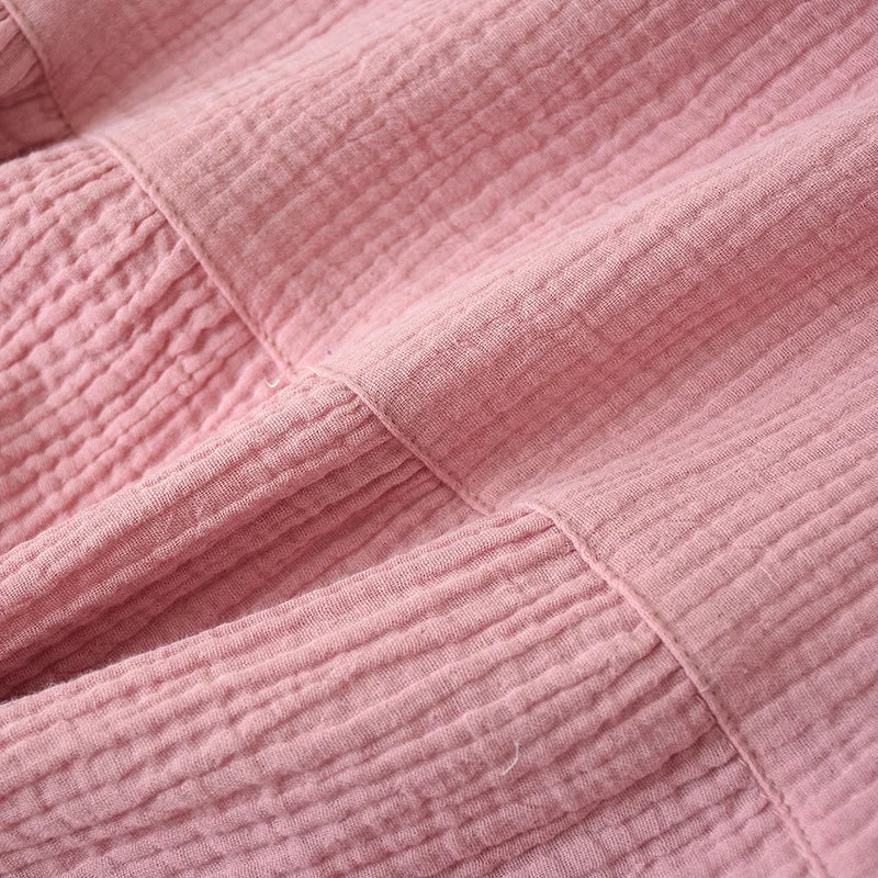 Gauze Cotton Pajama Dress Nightwear Woman Sleepwear Summer Solid Color Short Sleeve Sleeping Nightgowns Loose Night Dress