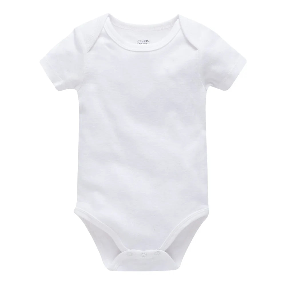 Kavkas Baby Unisex Short Sleeve Cotton Bodysuits - Solid White 0-24M