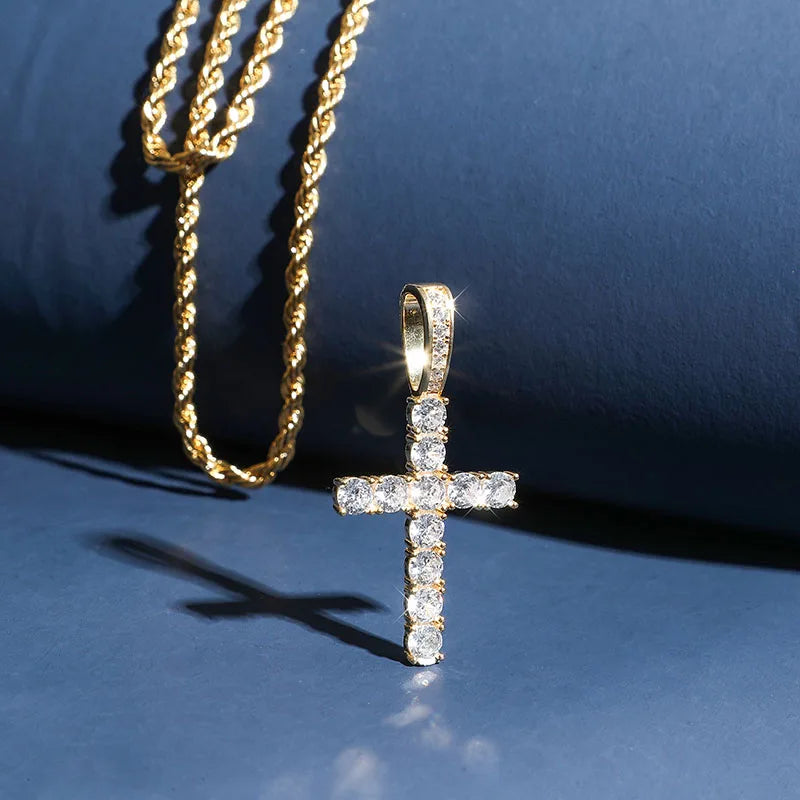Topgrillz Men Women'S Aaa Zircon Micro Cross Pendant Necklace Authentic 100% 925 Sterling Silver Cz Hip Hop Jewelry For