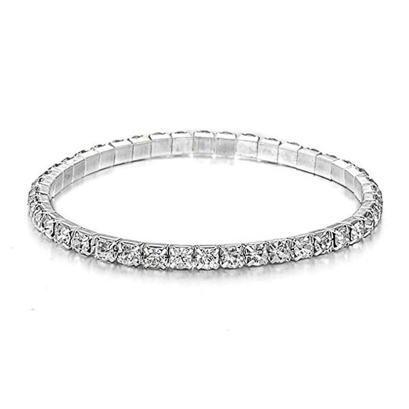 New Fashion Crystal Women'S'S Bracelet Bangle Chains Crystal Gold Color Elastic Bracelets Hand Jewelry Wedding Accessories