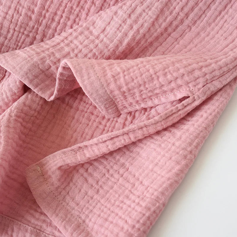 Gauze Cotton Pajama Dress Nightwear Woman Sleepwear Summer Solid Color Short Sleeve Sleeping Nightgowns Loose Night Dress