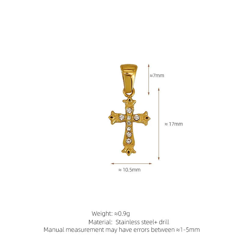 Trendy Diy 316L 18K Stainless Steel Luxury Customize Zircon Cross Charms Pendant Accessories For Jewelry Making