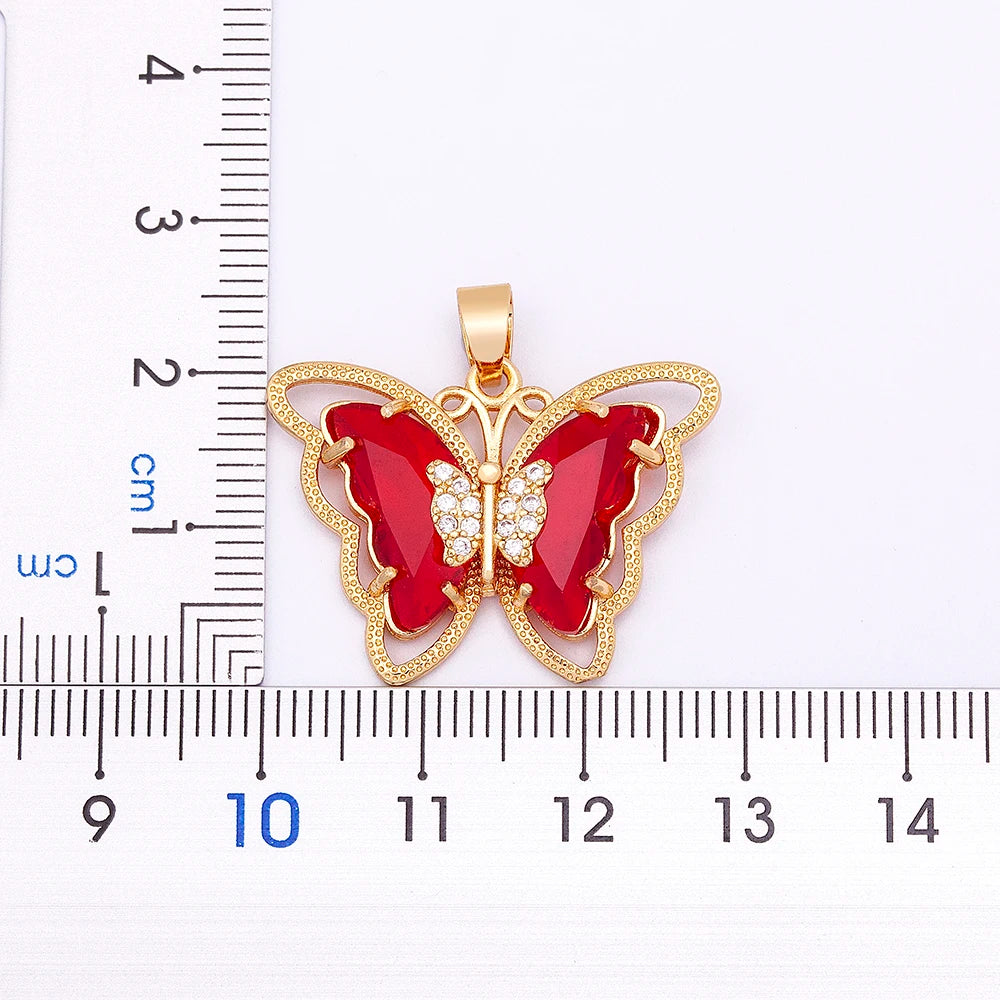 Nidin Top Quality Austrian Crystal Zircon 10 Colors Butterfly Pendant For Women Female Colorful Animal Necklace Jewelry Gifts