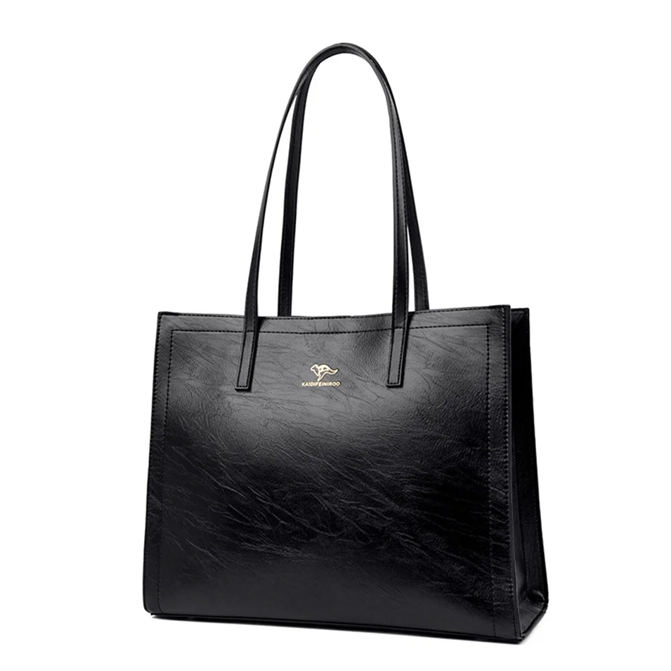 Vintage Large Capatity Tote Shoulder Bags Fashion Top-Handle Bags High Quality Leather Bags Casual Letter Design Handbag