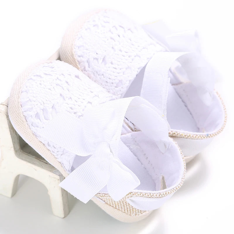 Baby Girls First Walker Sandals - Butterfly Knot Soft Cotton Sole