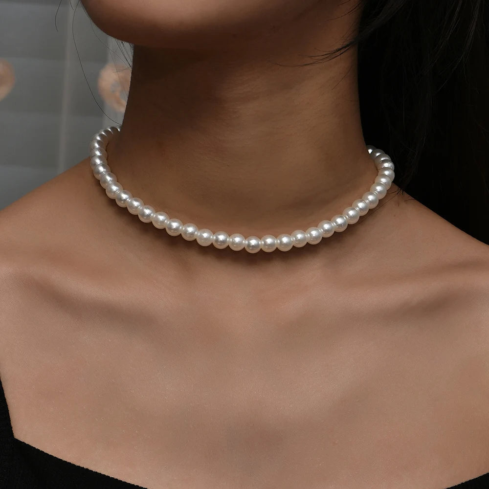 Ywzixln 2021 Trend Elegant Jewelry Wedding Big Pearl Necklace For Women'S Fashion White Imitation Pearl Choker Necklace N0179