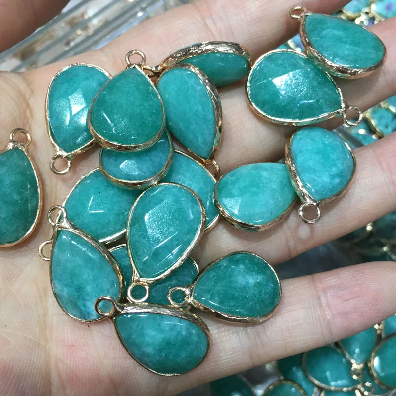 Natural Stone Pendant Water Drop Shape Faceted Mix Color Exquisite Charms For Jewelry Making DIY Bracelet Necklace Accessories
