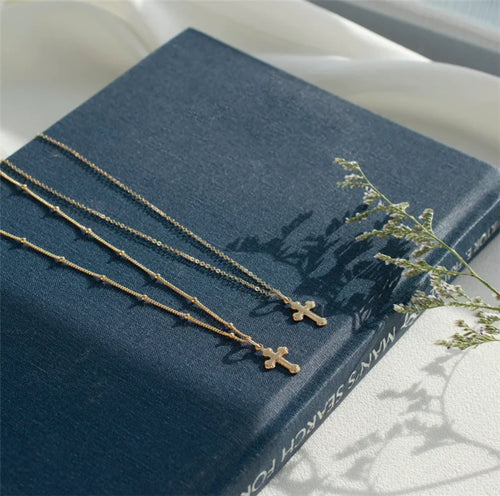 Cross Pendant Necklace 14K Gold Filled Minimalist Boho Jewelry For Women Elegant Everyday Accessory