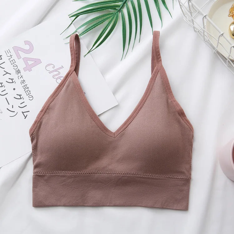 Women's Crop Top Ribbed Tube Top U-Back Comfort Bra Streetwear Camis Sexy Lingerie Seamless Underwear Sports Tank Bralette M-XL