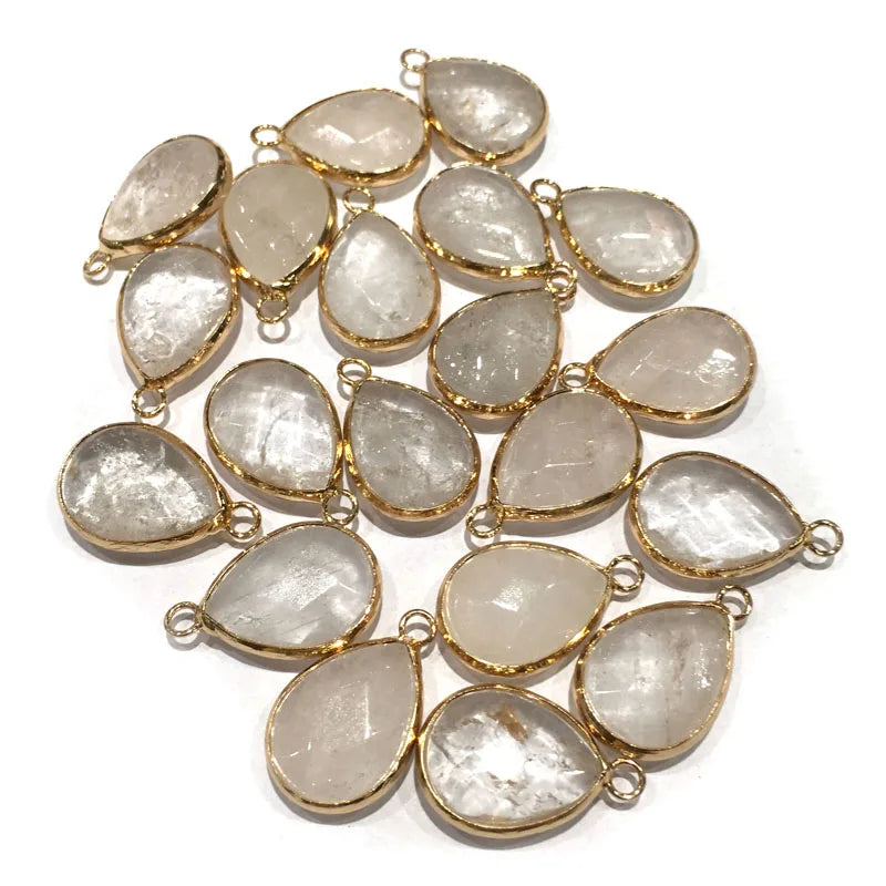 Natural Stone Pendant Water Drop Shape Faceted Mix Color Exquisite Charms For Jewelry Making DIY Bracelet Necklace Accessories