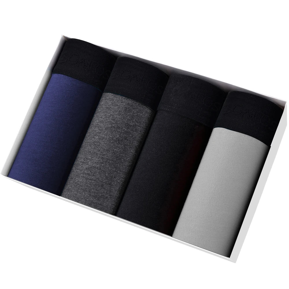 Men's Cotton Boxer Shorts 4-Pack – Soft Breathable Everyday Comfort Underwear