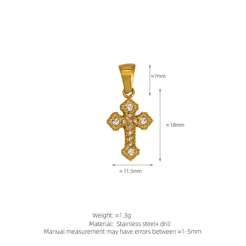 Trendy Diy 316L 18K Stainless Steel Luxury Customize Zircon Cross Charms Pendant Accessories For Jewelry Making
