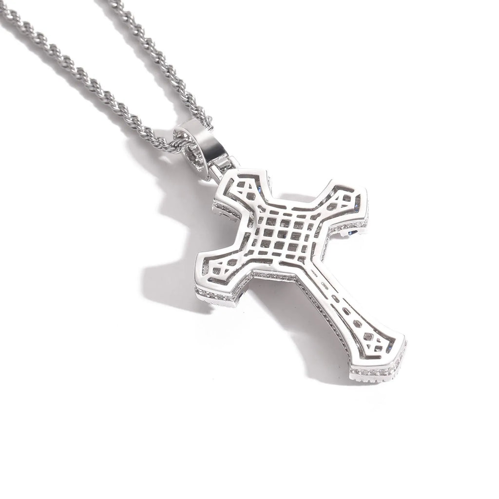 Hot Selling Copper Inlaid Color Zirconium Cross Pendant Personalized Trendy Men's Hip-hop Pendant Necklace Party Gift