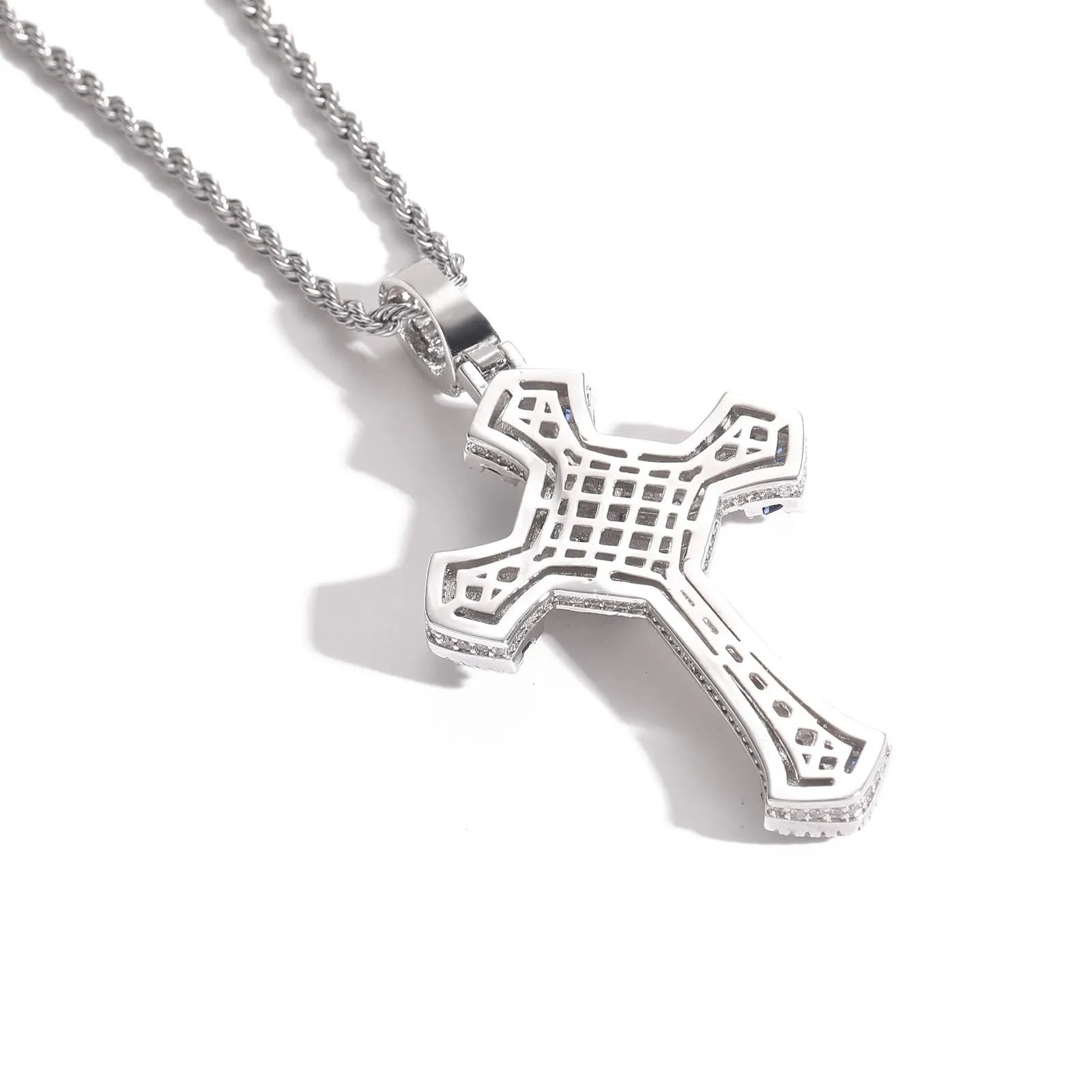 Hot Selling Copper Inlaid Color Zirconium Cross Pendant Personalized Trendy Men's Hip-hop Pendant Necklace Party Gift