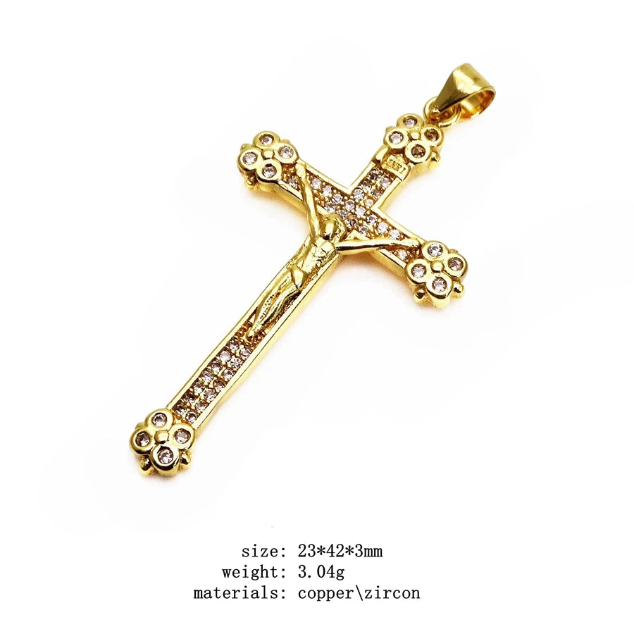 Jesus Cross Micro White Zircon Pendant Crucifix Pendant Contracted Fashion Pendant Necklace Chain Diy Jewelry Accessories