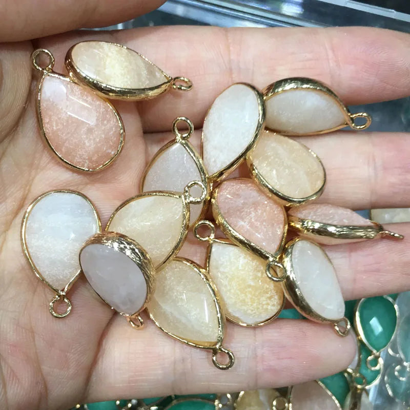 Natural Stone Pendant Water Drop Shape Faceted Mix Color Exquisite Charms For Jewelry Making DIY Bracelet Necklace Accessories