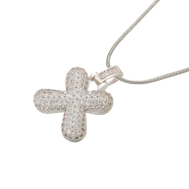 Zhukou 1.25X500Mm Fat And Lovely Crystal Brass Silver Color Letter Necklace For Women'S Friends Birthday Model: Vl34