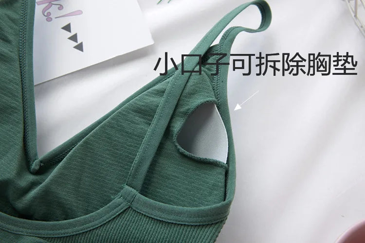 Women's Crop Top Ribbed Tube Top U-Back Comfort Bra Streetwear Camis Sexy Lingerie Seamless Underwear Sports Tank Bralette M-XL