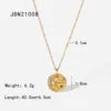 Fashion Oval Natural Tiger Eyes Gemstone Pendant Necklace Women'S 18K Gold Plated Stainless Steel Chain Necklace