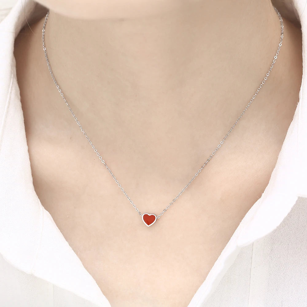 Female 316L Stainless Steel Necklace for Women Color Love Heart Pendant Necklace Heart Charm Necklace Fashion Jewelry Gifts