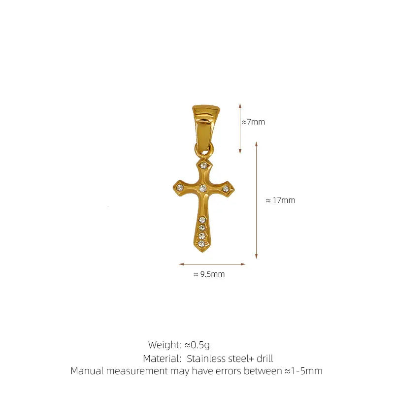 Trendy Diy 316L 18K Stainless Steel Luxury Customize Zircon Cross Charms Pendant Accessories For Jewelry Making