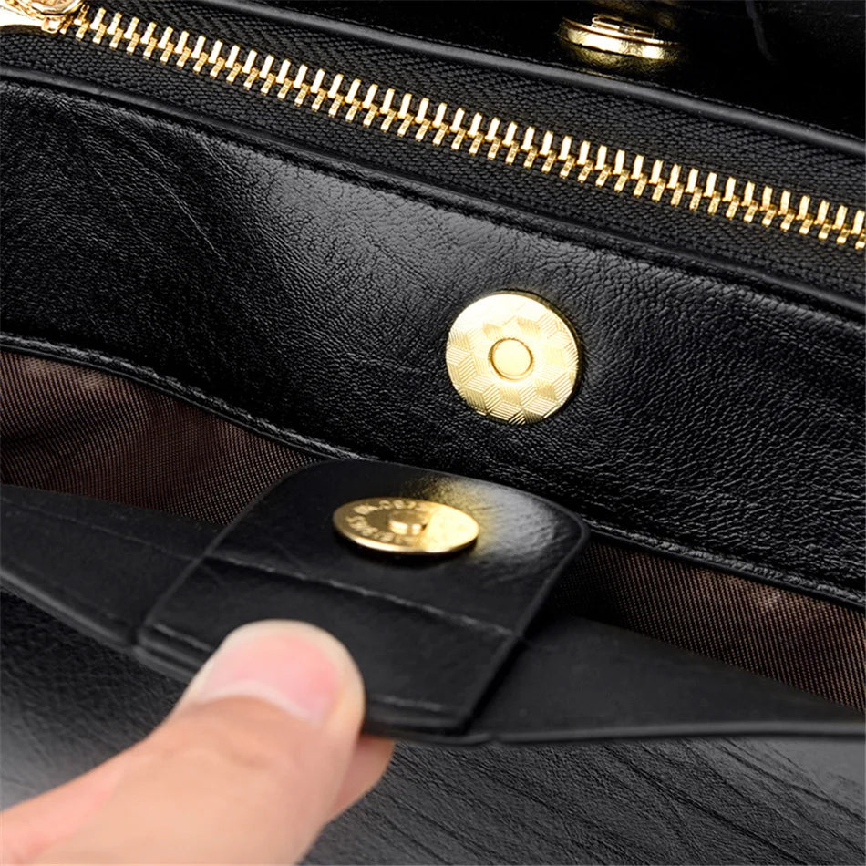 Vintage Large Capatity Tote Shoulder Bags Fashion Top-Handle Bags High Quality Leather Bags Casual Letter Design Handbag