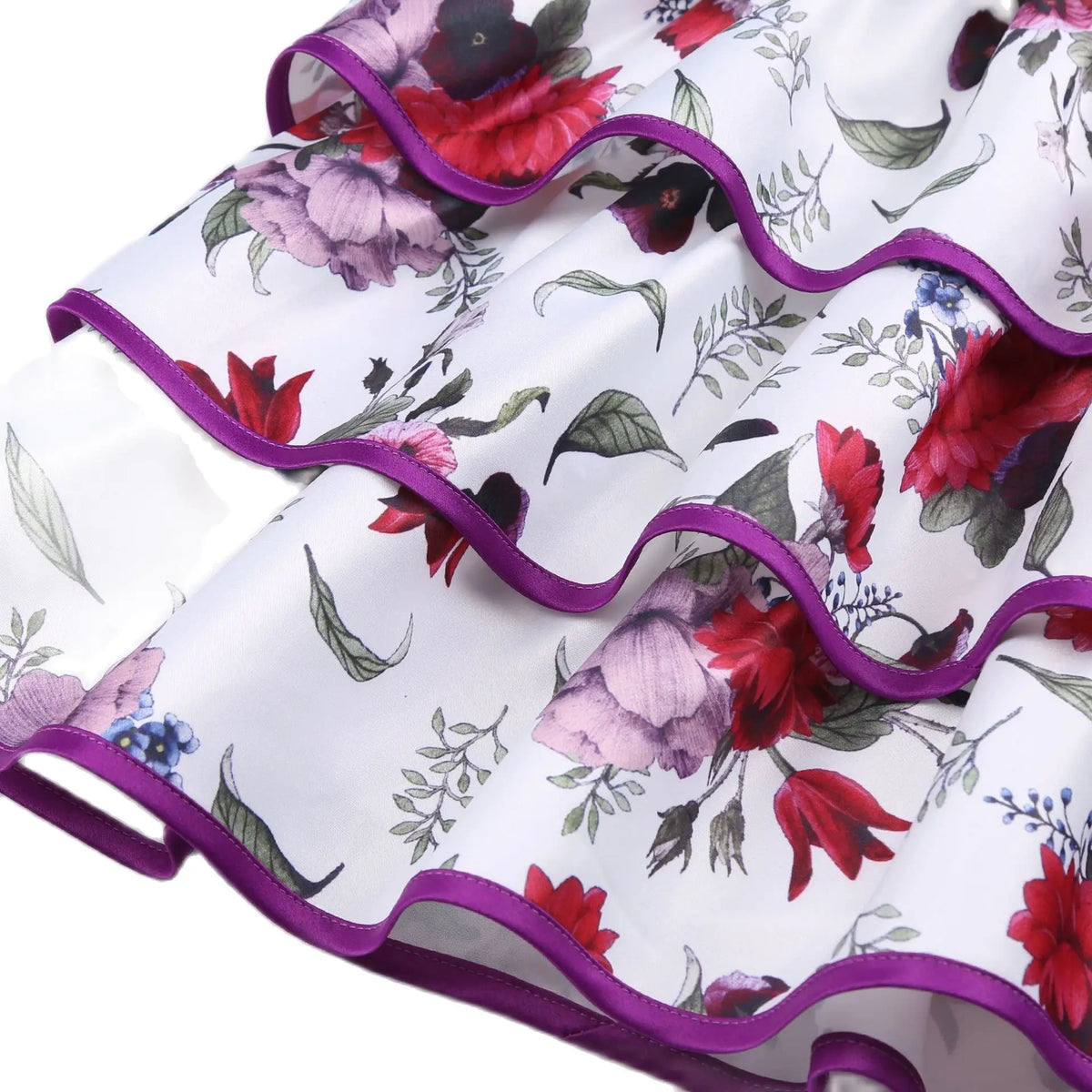 HETISO Floral Girl Dress Flower Printed Layered Princess Dresses for Girls Party Wedding Summer Dress Children's Clothing 6 8 10